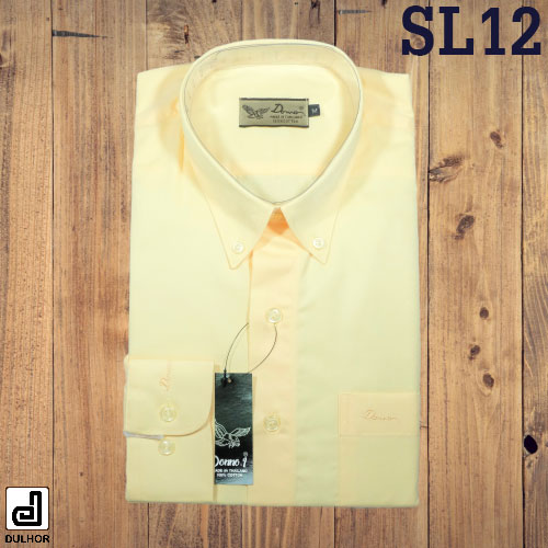 เสื้อเชิ๊ตแขนยาว สีเหลือง ผ้าคอมป์ทวิว