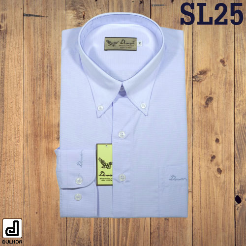 เสื้อเชิ้ตแขนยาว ทรงตรง สีฟ้าน้ำทะเล ผ้าอ๊อกซ์ทู