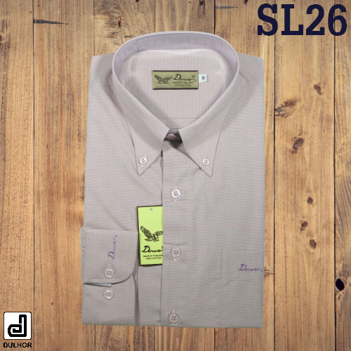 เสื้อเชิ้ตแขนยาว ทรงตรง สีแดงกลีบบัว ผ้าอ๊อกซ์ทู