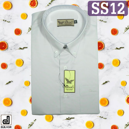 เสื้อเชิ๊ตแขนสั้น สีเทาควันบุหรี่ ผ้าคอมป์ทวิว