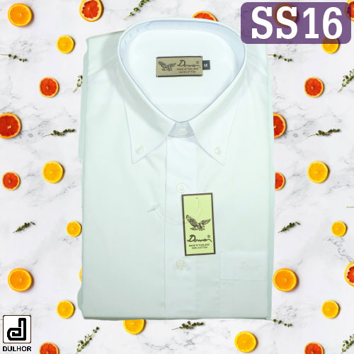 เสื้อเชิ๊ตแขนสั้น สีขาว ผ้าคอมป์ทวิว