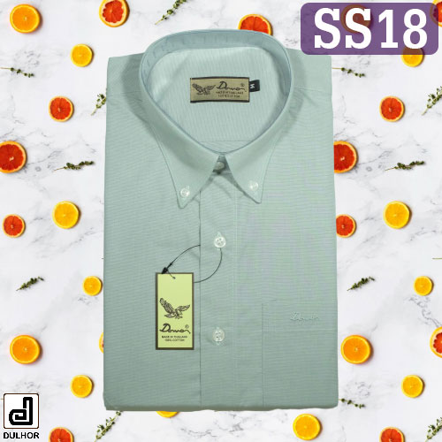 เสื้อเชิ้ตแขนสั้น สีเทาควันบุหรี่ ผ้าอ๊อกซ์ทู