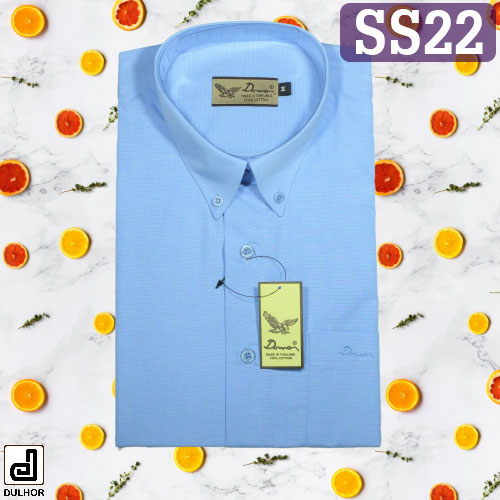 เสื้อเชิ้ตแขนสั้น สีฟ้า ผ้าอ๊อกซ์ทู
