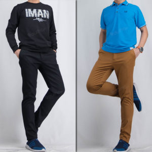 กางเกงสแล็ค เดฟยืด สีดำ สีน้ำตาลทอง